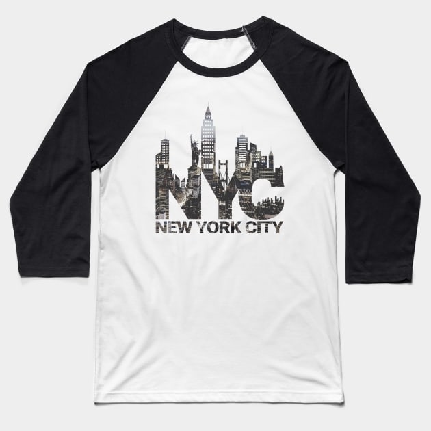 'New York City Skyline NYC' New York City Gift Baseball T-Shirt by ourwackyhome